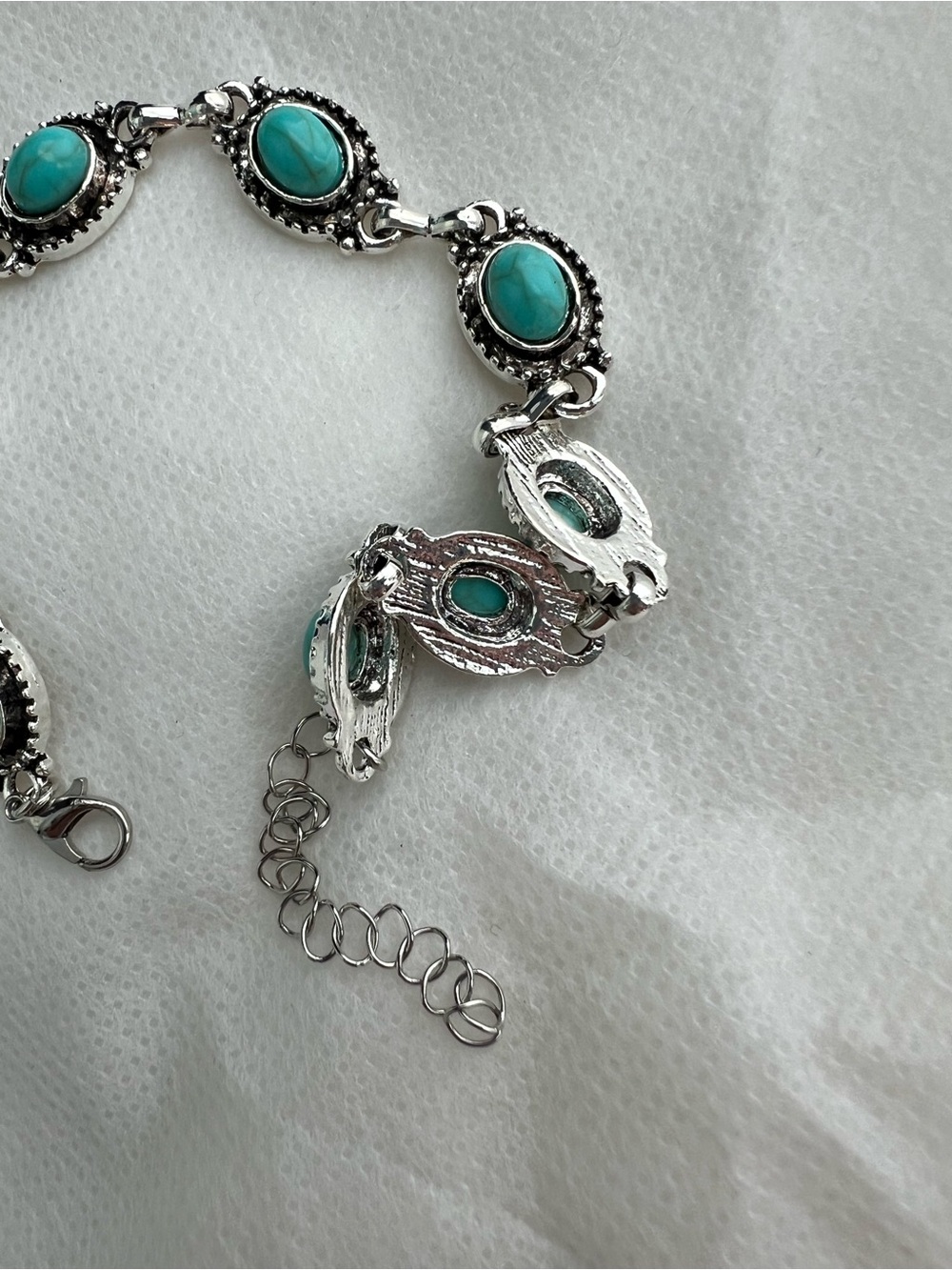 Turquoise Stone Silver-Tone Necklace, Bracelet & Earrings Set - Picture 8 of 11